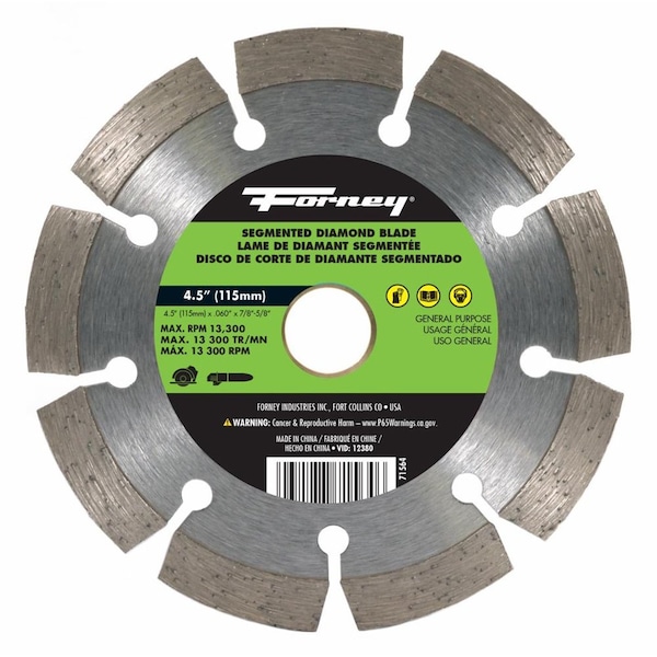 Forney Diamond Cut-Off Blade, Segmented, 4-1/2 in 71564 - main